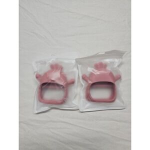 2 Chicken-Shaped Silicone Teething Toys for Infants (0-6 Months) - Dark Pink